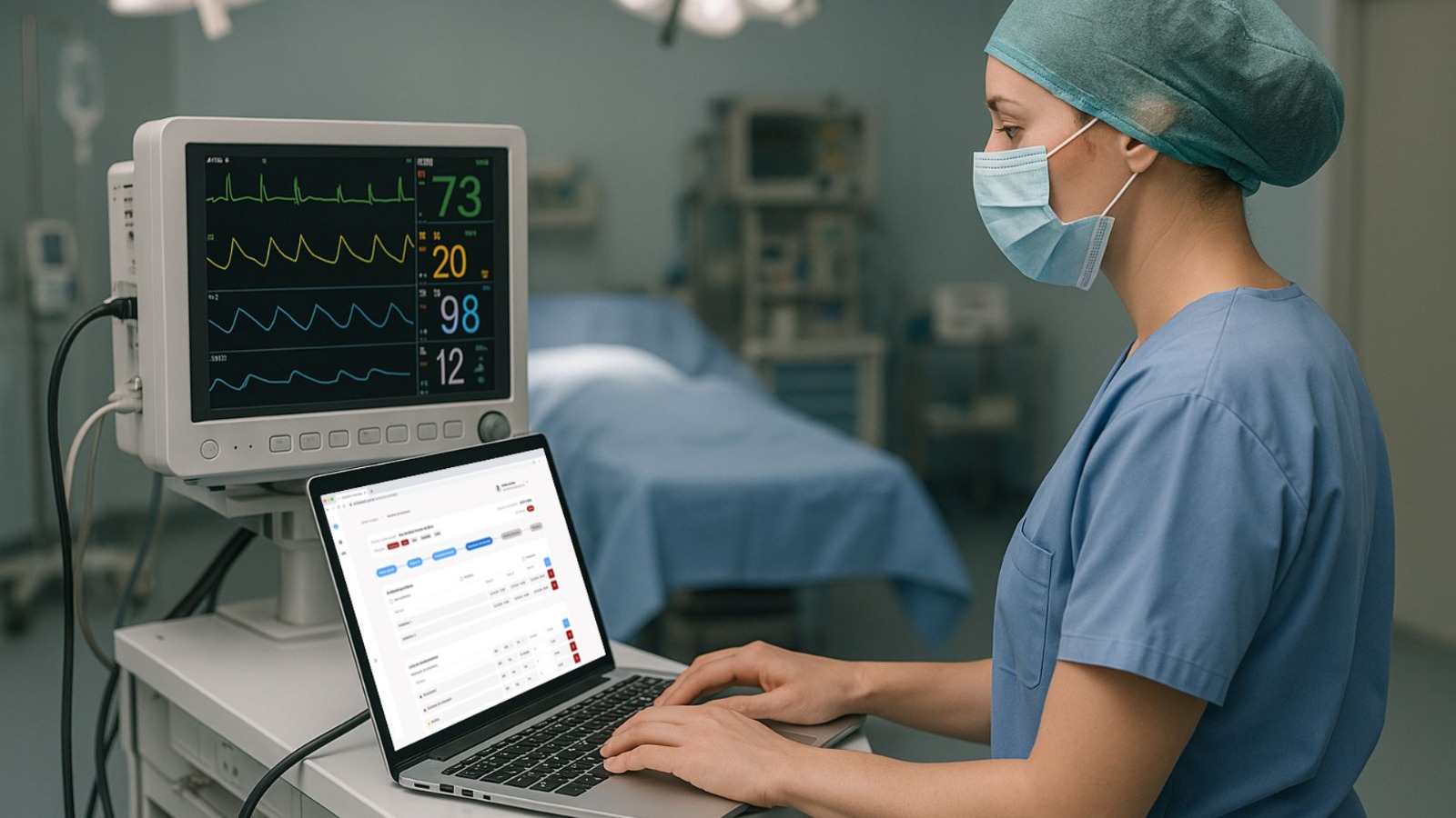Um Macbook com o sistema anestesia conectada aberto